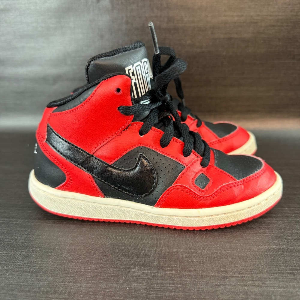 Nike Son of Force Mid Kids Size 11C Red‎ Black Basketball Sneakers 615161-602